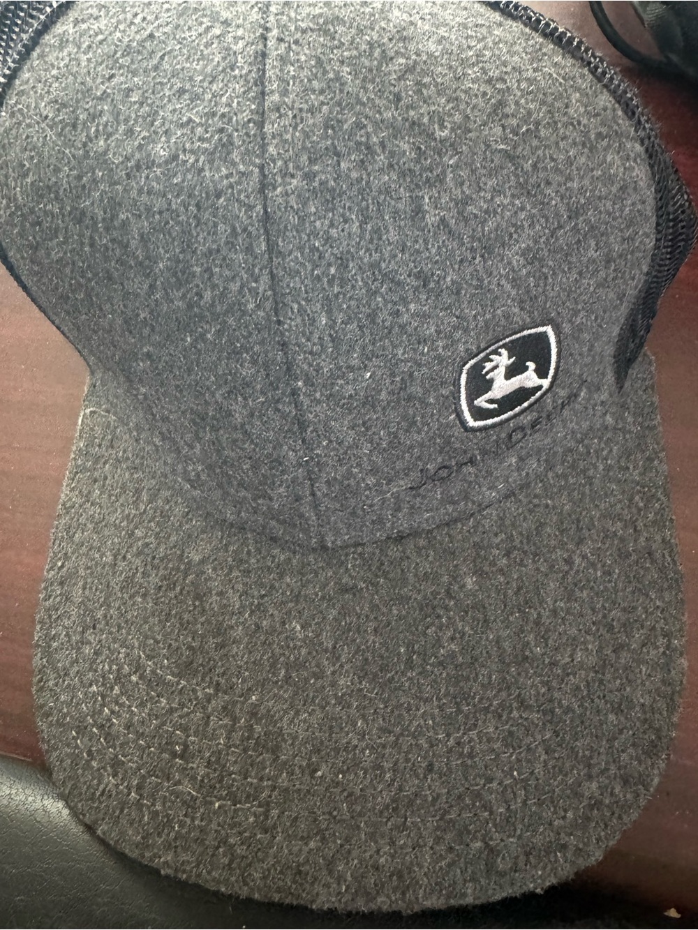 John Deere Black and White Embroidered Logo Cap